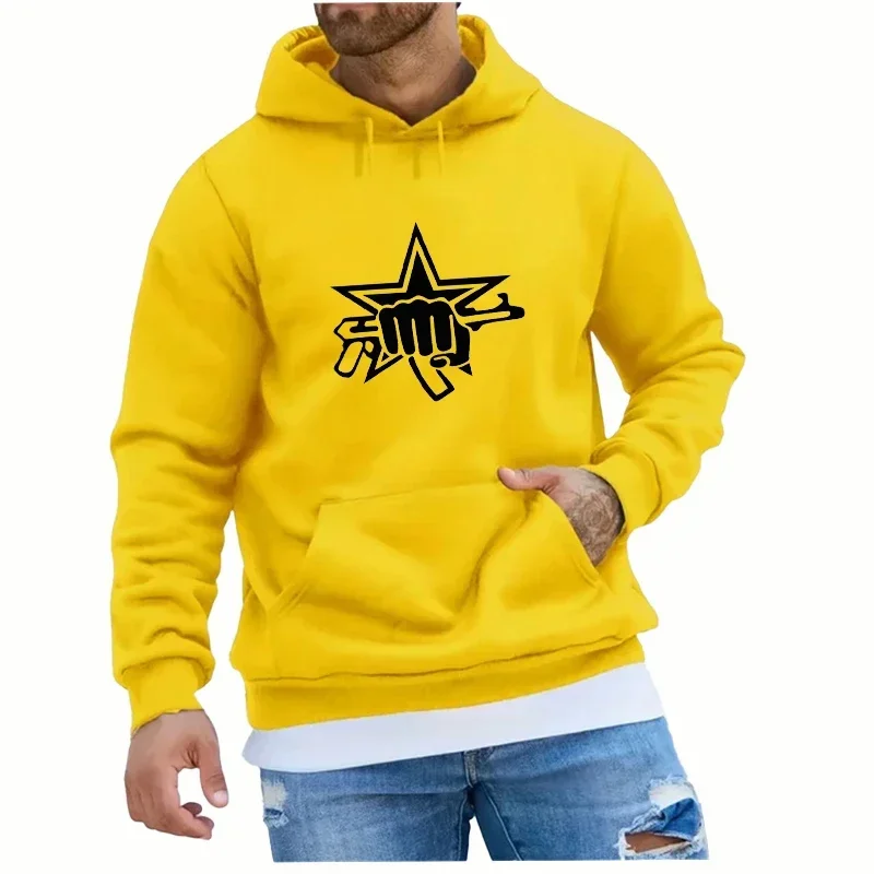 Men Star Printed Hoodies Fashion Letter Graphic Sweatshirts Loose Casual Harajuku Unisex Hooded Pullover Sportwear