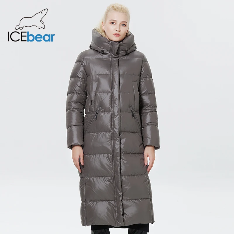 ICEbear-Casaco longo e à prova de vento para mulheres, parka outwear, casacos elegantes com zíper, quente para senhoras, inverno, GWD22637D, 2022