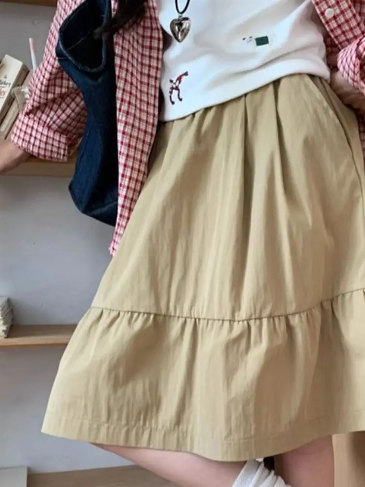 

High Waist A-Line Skirt Japanese Sle Women's Spring Summer 2025 New Fre College Sle f Skirt Umbrella Skirt