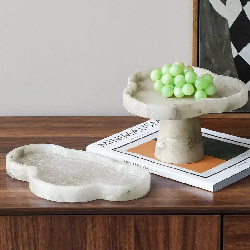Simple  modern highend marble three-piece tray storage decorative items for sample room, hotel restaurant, table soft decoration