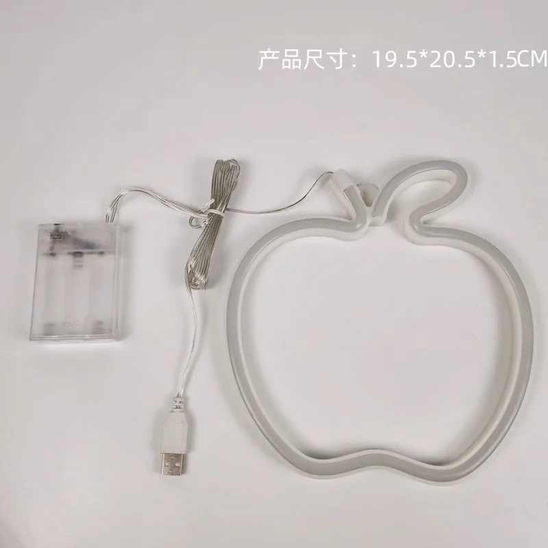 Apple Neon Sign Lights USB/Battery Powered LED Light for Room Decoration Gift Night Light Party Holiday LED Indoor Decor N131