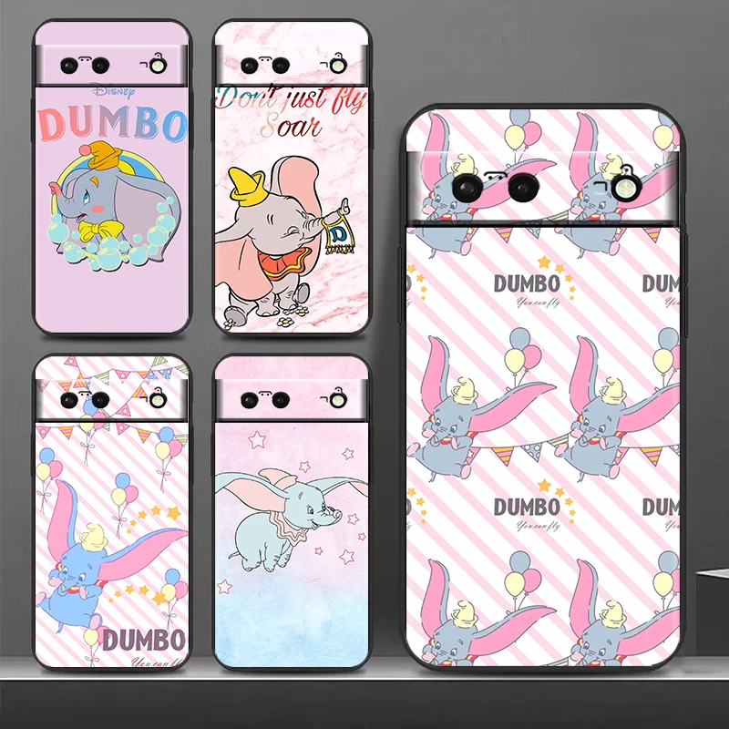 

Disney Animation Dumbo For Google Pixel 8 7A 7 6A 6 5A 5 4 4A XL 5G Black Silicon Shockproof Shell Phone Case