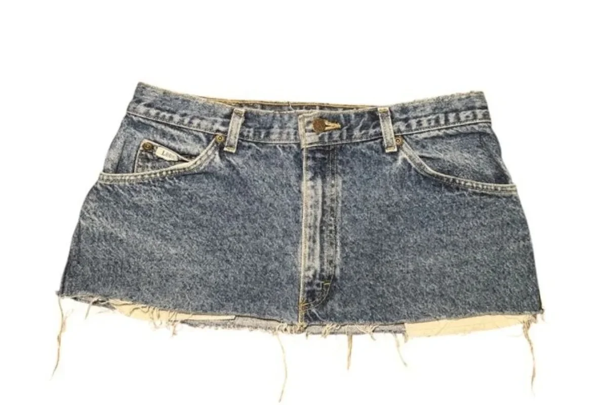 Short skirt applique print denim goth street hip hop hoparajuku vintage high waist y2k mini sexy loose casual women's skirt