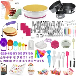 Cake Decorating Supplies Cake Decorating Kit with 3 Springform Cake Pans Set Cake Rotating Turntable Cake Decorating Tools