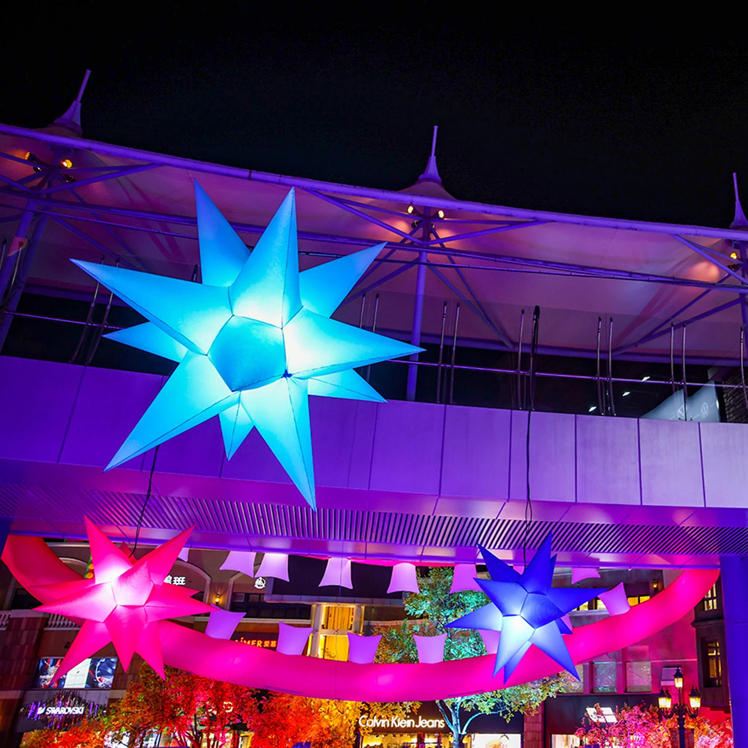 Fascinante Natal Inflável Estrela com Luz LED, Discoteca, Decoração Festival ao ar livre, Balão Estrela Pendurada