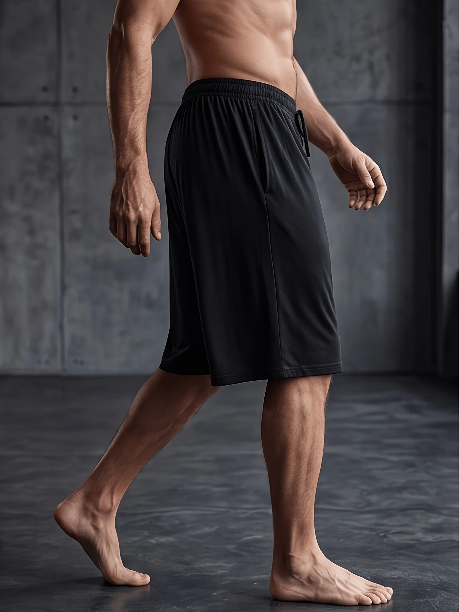 Herren-Shorts in einfarbiger Ausführung, locker geschnitten, knielang, aus weichem, atmungsaktivem Material, geeignet für Freizeitkleidung, zum Entspannen oder als Schlafanzug, das ganze Jahr über tragbar. – Detail 7