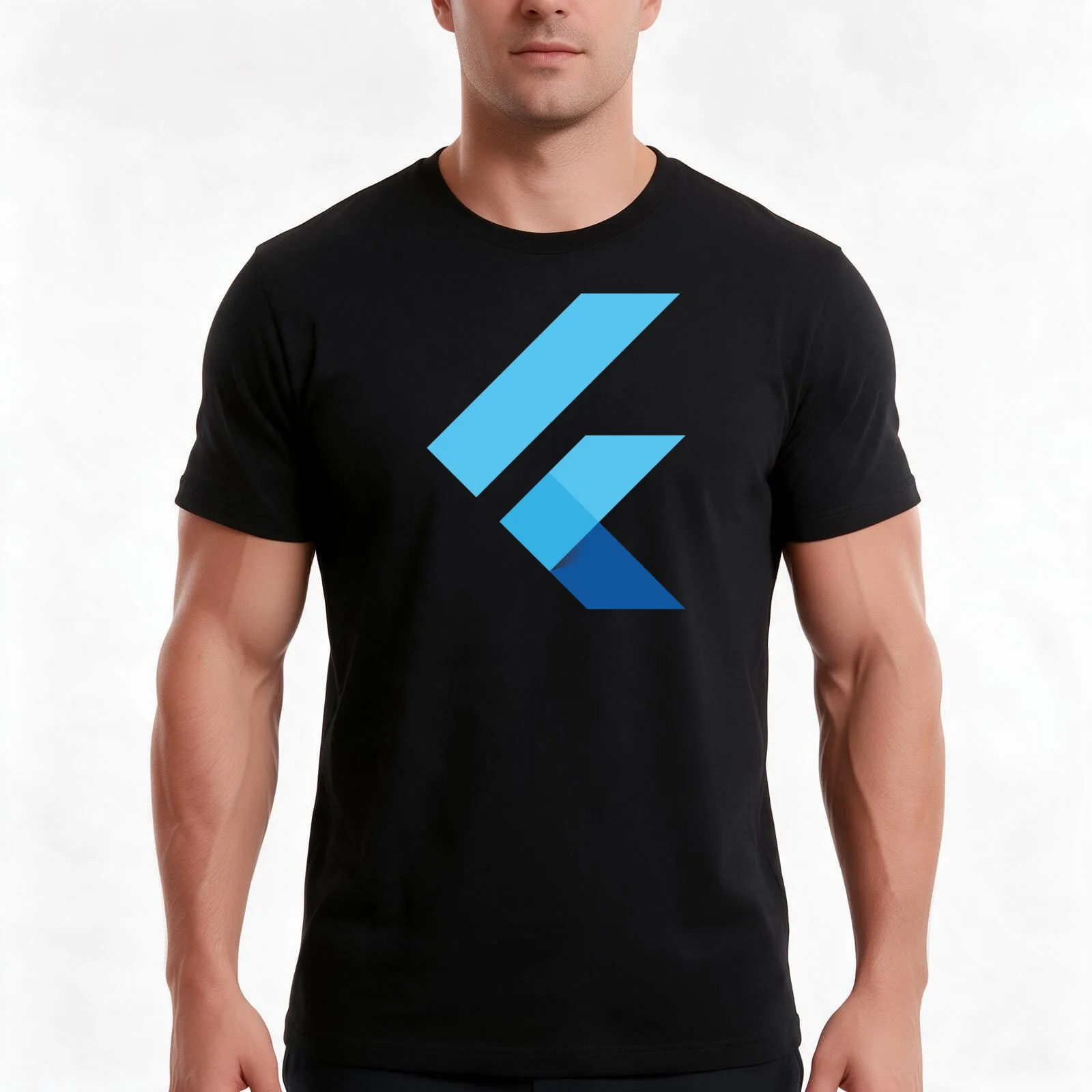 Flutter Logo for Flutter/Dart Software Developer (Black) T-Shirt Summer Casual Cotton Tee Oversized Streetwear Tops