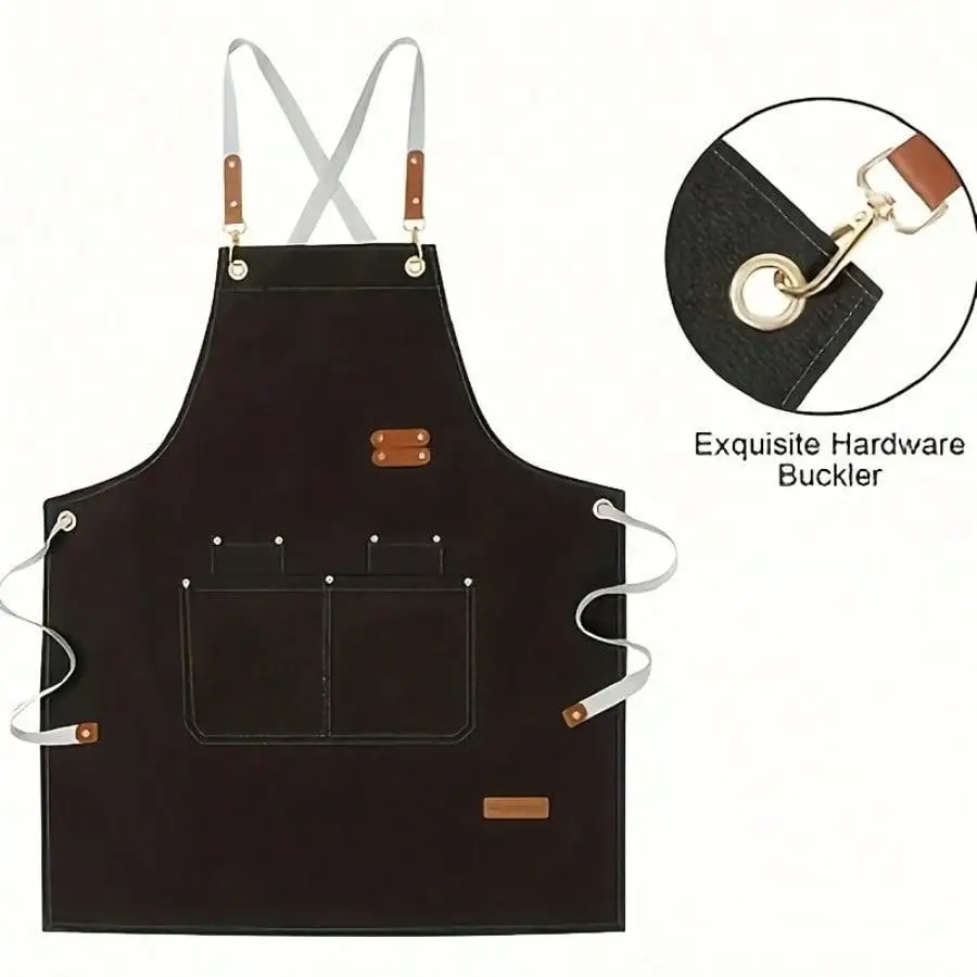 [مريلة متينة] مريلة متعددة الجيوب |   1 قطعة |   مزيج البوليستر |   حزام قابل للتعديل |   ألواح القهوة والمطاعم |   متين