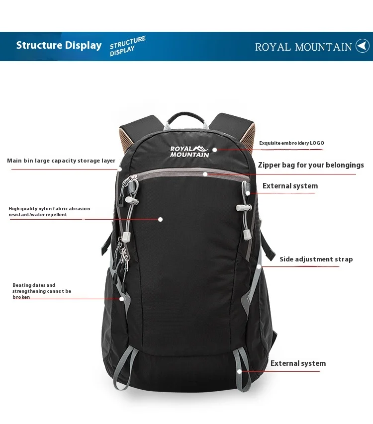 30L Outdoor Rucksack Qualität Nylon Wasserdichte Camping Wandern Klettern Reisetaschen Männer Frauen Große Kapazität Sport Rucksäcke – Detail 6
