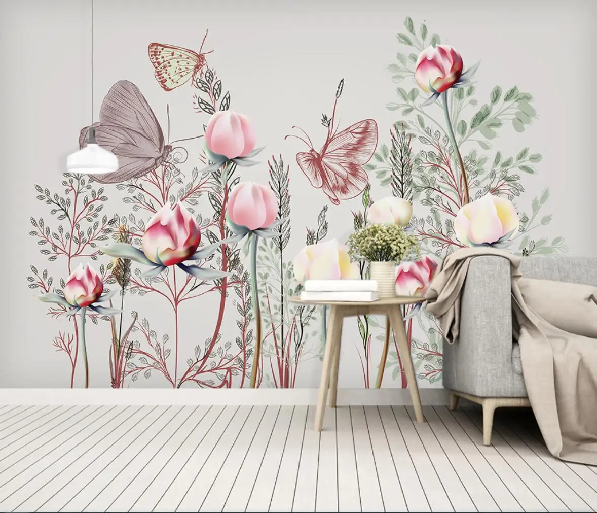 Custom American Pink Peony Flowers 3D Wallpaper Murals Personalized Wall Art for Living Room Bedroom Home Decor
