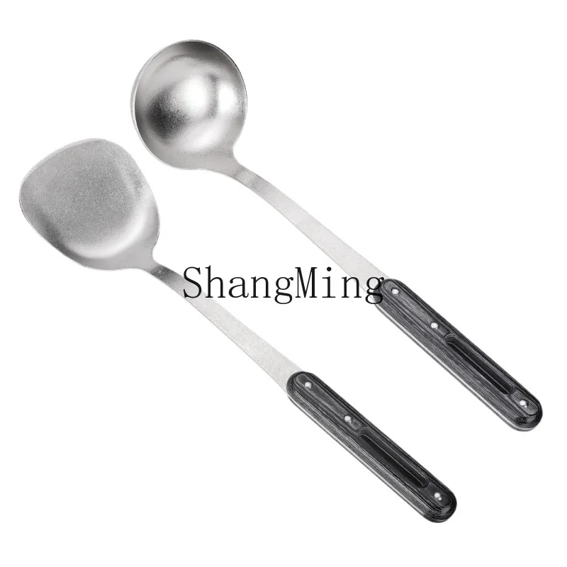 

PYH factory direct sales spot quick hair household shovel spoon ebony handle crystal pure titanium tableware