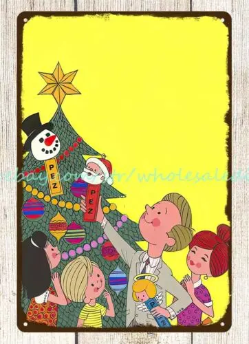 Dispensador de Pez de Navidad, letrero de lata de metal, interior coleccionable