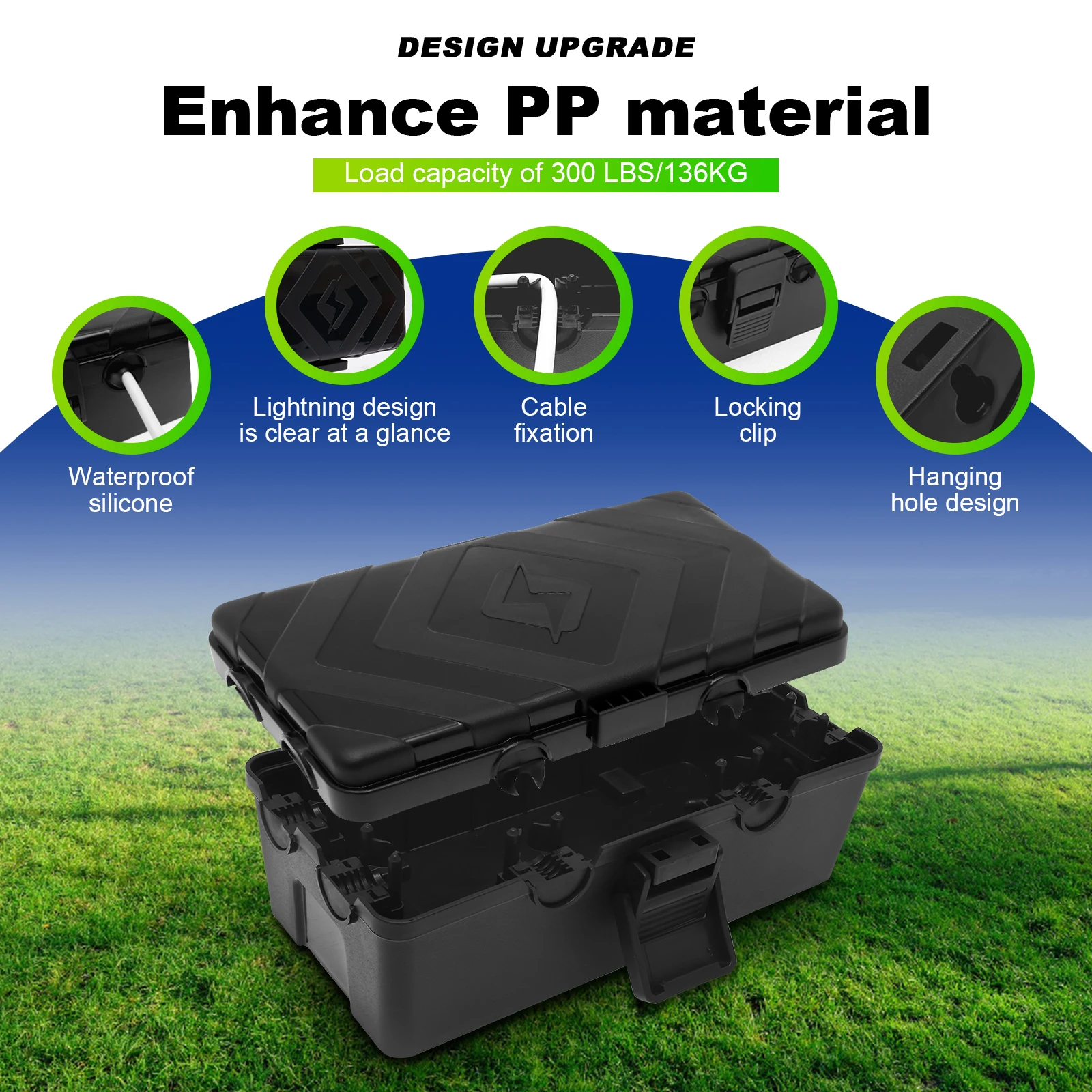 Caixa de conexão elétrica à prova de intempéries 25.8x12.7x9.5cm caixa elétrica externa, capas de cabo de extensão à prova d'água para cabos de tomada