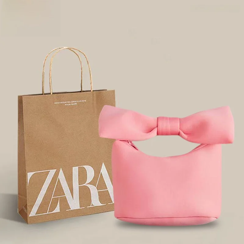 

Pink Bowknot Handbag ZAR FENDEN Women's Bag Faionable Trendy eup Bag Cute Cotton Tote Bag for Young Adults Daily Use