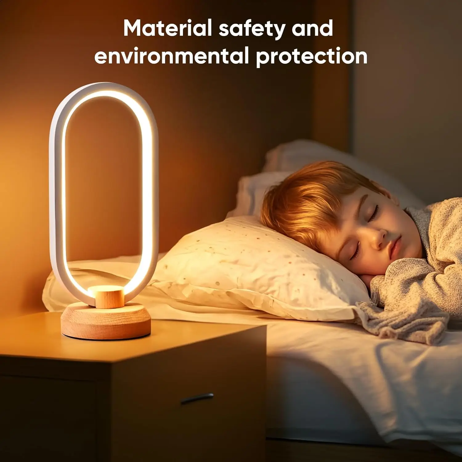 Lampe de bureau LED moderne, lampe de table en bois à intensité variable pour chambre à coucher, veilleuse créative et décoration d'intérieur