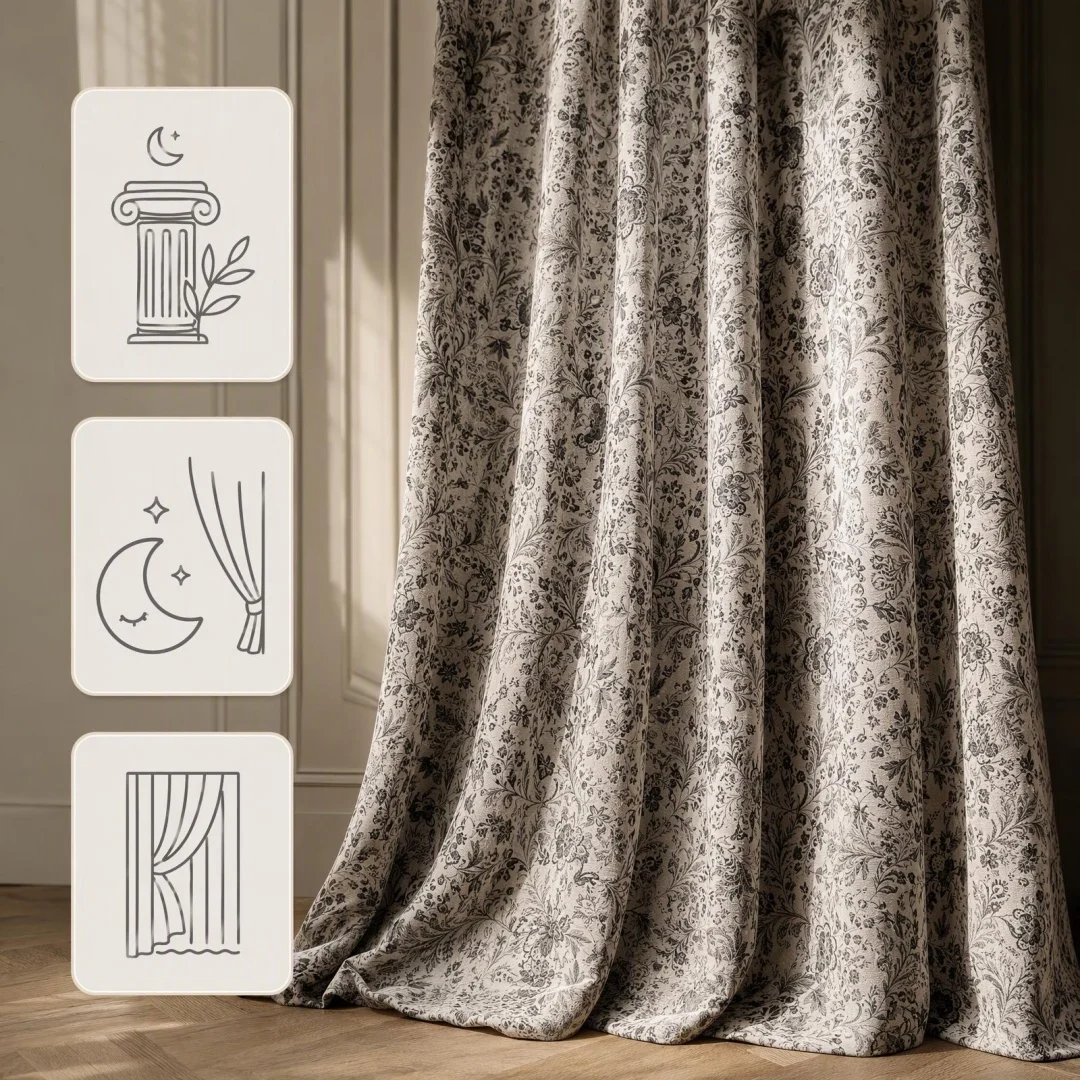 Retro Country Floral Jacquard Blackout Curtains Thick Fabric Window Drapes For Living Room Bedroom