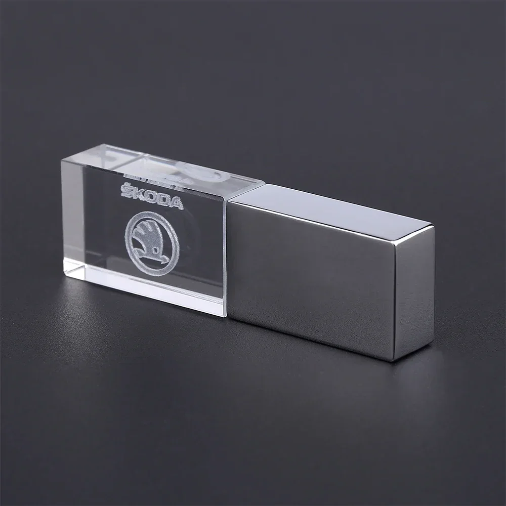 New Car Gift Fashion Crystal USB Flash Drive 128GB with LED Light Memory Stick Free Customized Logo Pen Drive External Storage