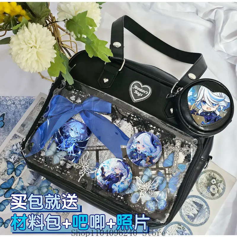 

Genshin Impact Furina Cartoon Itabag Fashion Handbag Cosplay Tote Shoulder Bag Material Bag Badge card