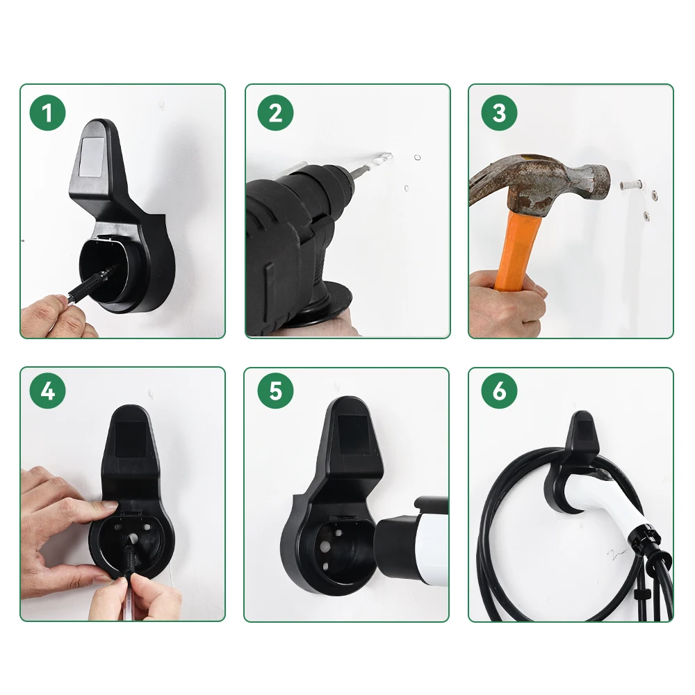 IPENGEN GBT EV Carregador Cabo Suporte EV Carregador Wallbox com Suporte de Gancho para GBT Padrão EV Carregador Acessórios para Veículos Elétricos