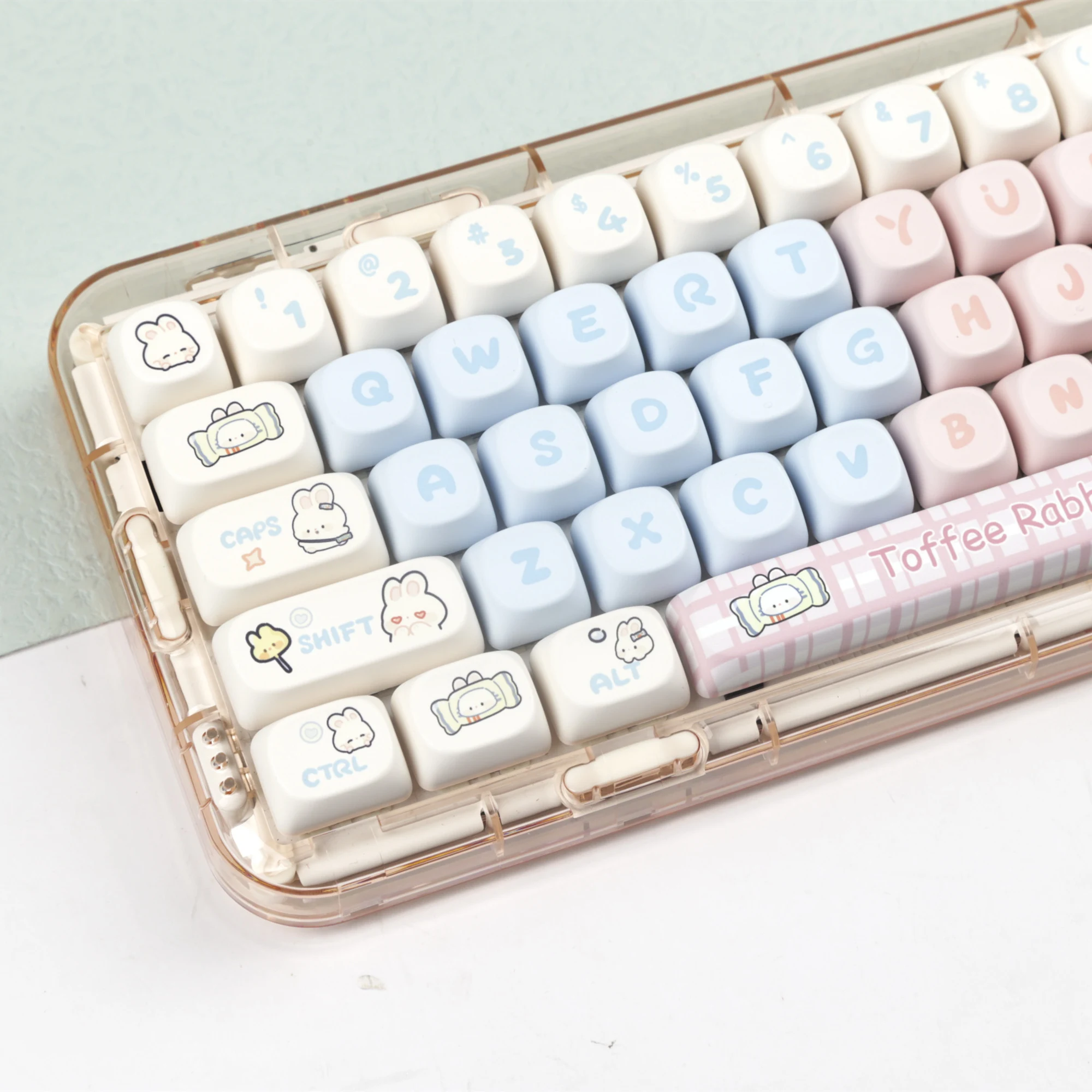 Toffee-Capuchons de clavier à sublimation PBT pour filles, profil MOA, rose, clavier mécanique de bureau, personnalisation de jeu prédire