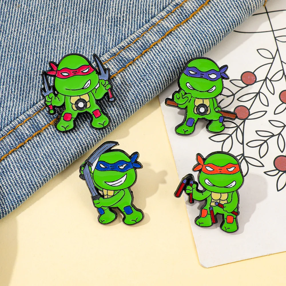 Teenage Mutant Turtles Ninja Leonardo Michelangelo Broche Set Anime Legering Emaille Pin Vechtsporten Cadeau voor Fans Turtle Power