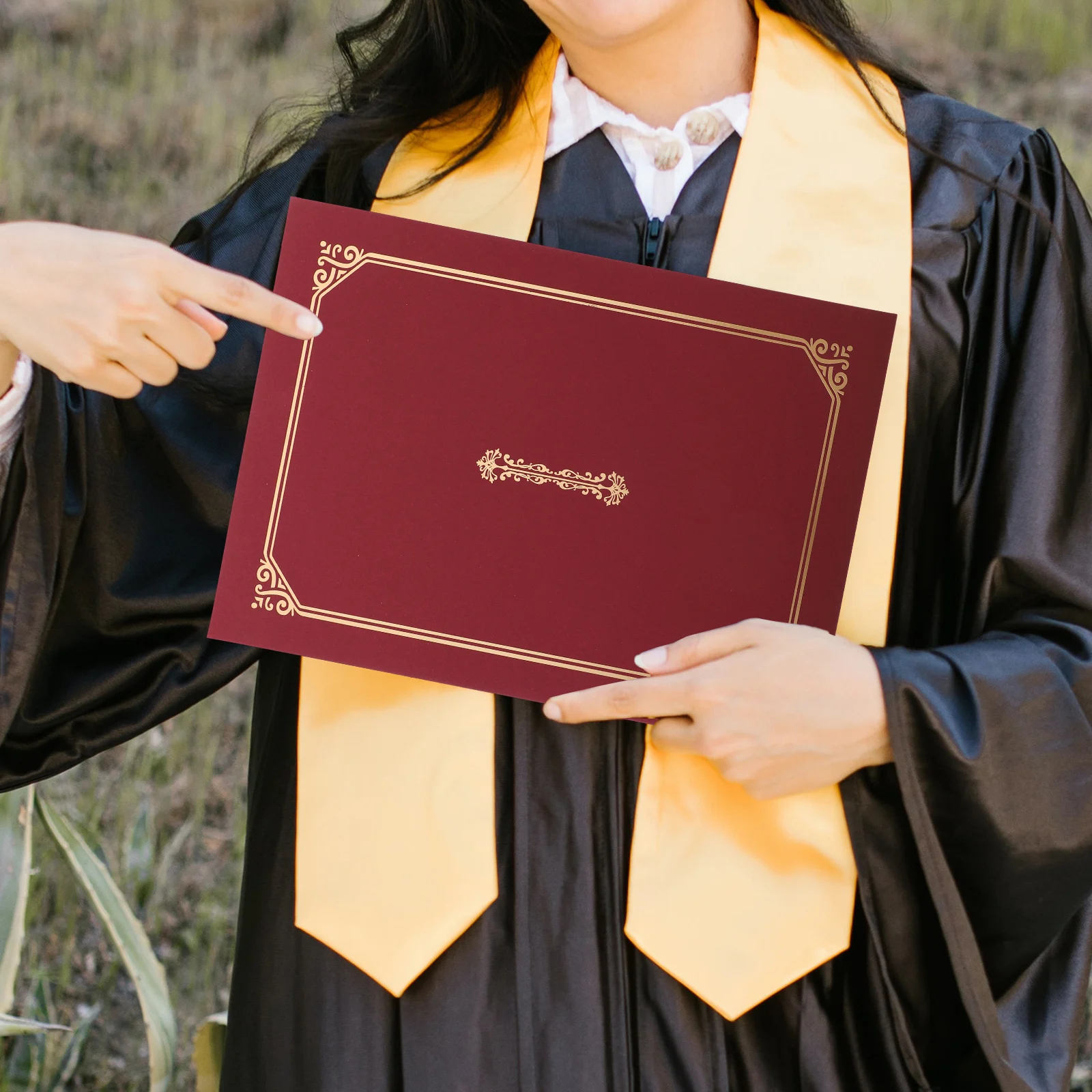 

4pcs Honor Certificate Cover Multi-Use Paper Document Holder For Graduation Award Presentation Certificate Folder Black