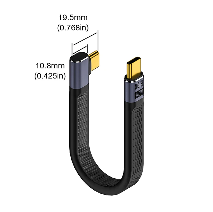 USB4 Elbow Short Cable 13.5cm Thunderbolt4 Type C Cable 40Gbps PD240W Charging Cable for SSD Laptop Macbook Phone IPhone15 iPad