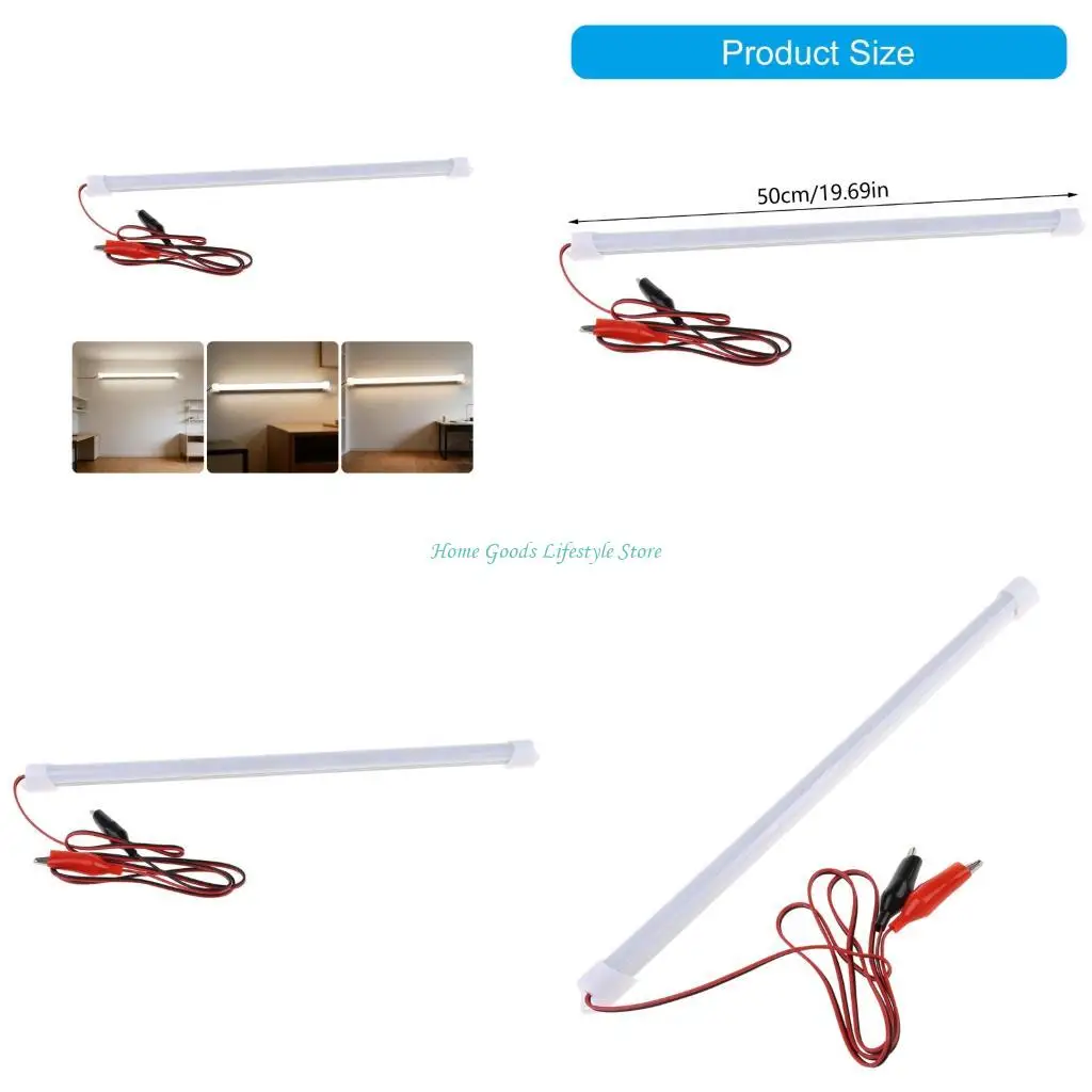 

E74E Жесткая трубка-полоска с зажимом «крокодил», провод 12 В 36 светодиодов, автомобильные светодиодные ленты для внутреннего