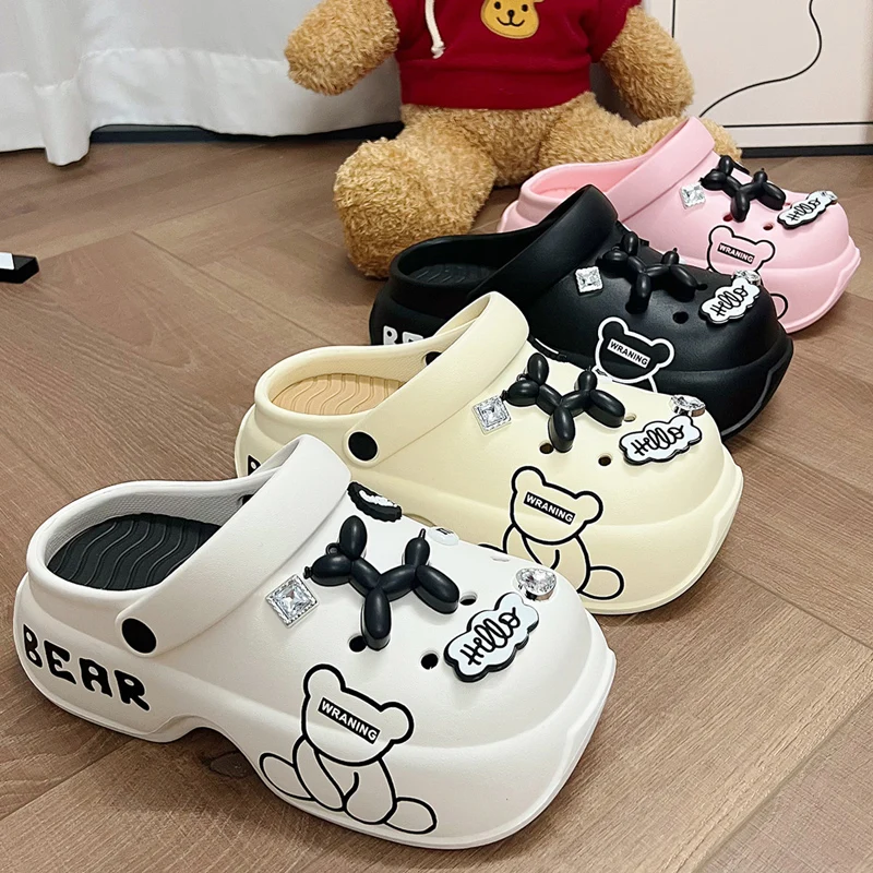 New Balloon Dog Fashion Bear Thick Soled Croc Shoes E05