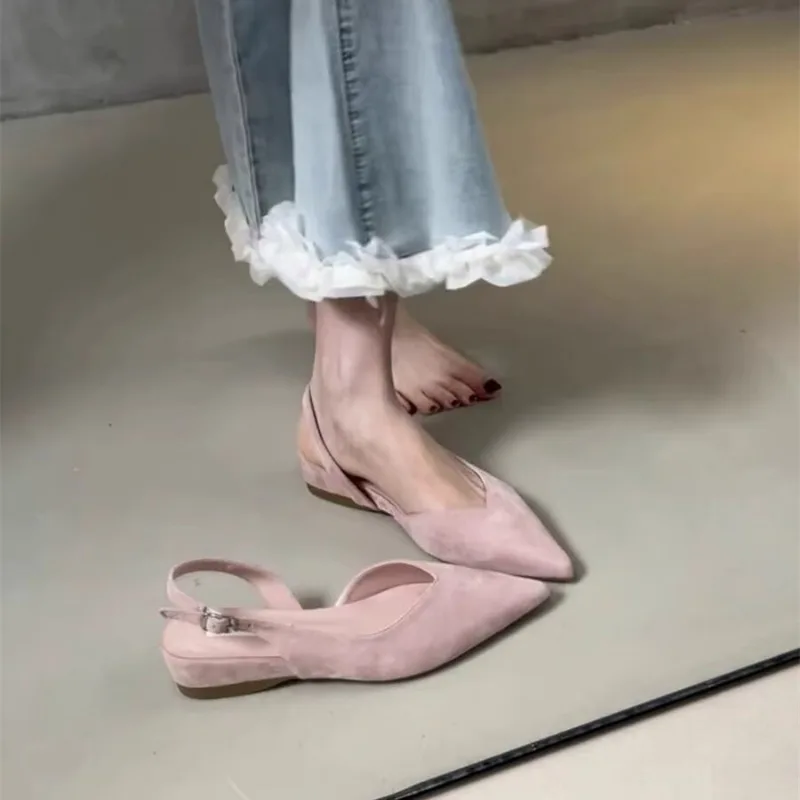 2026 New Style Pointed-Toe Platform Fashion Outerwear Low-Top Rear Tie-Back Strap Head Cover Sandal Women's Shoes