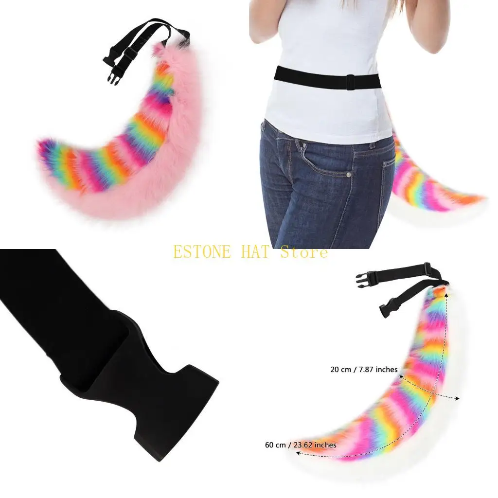 49MF Faux Furs Foxes Costume Tail Cosplay Halloween Christmas Party Costume Dog Tail