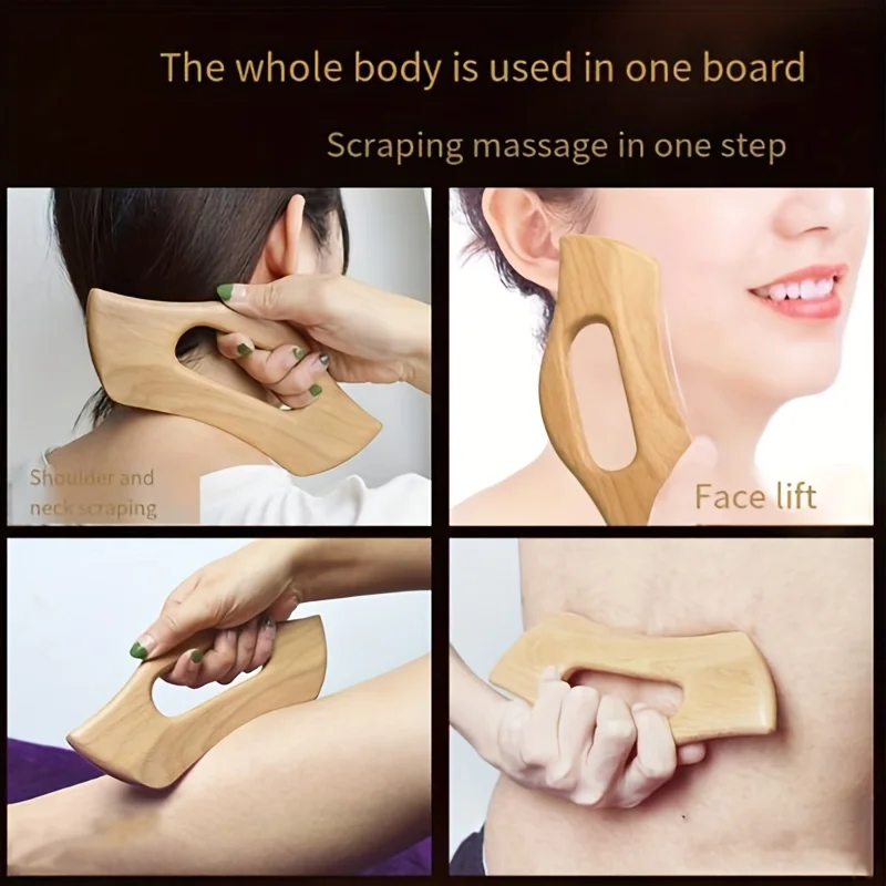 Wooden Gua Sha Massage Tool Grip Scraping Board Wooden Scraping Tool for Full Body Relaxation Muscle Neck Back Scraper Body Care