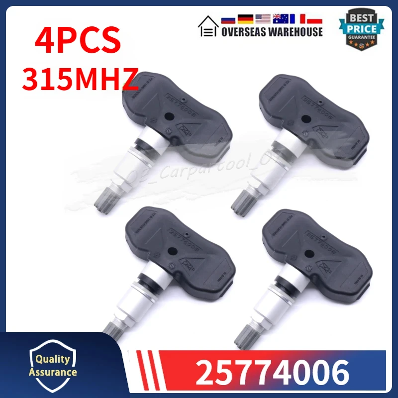 25774006 For 2003-2009 Buick Rainier 2002-2007 Cadillac CTS 2001-2011 GMC Envoy Chevrolet Trailblazer Tire Pressure Sensor 4PCS