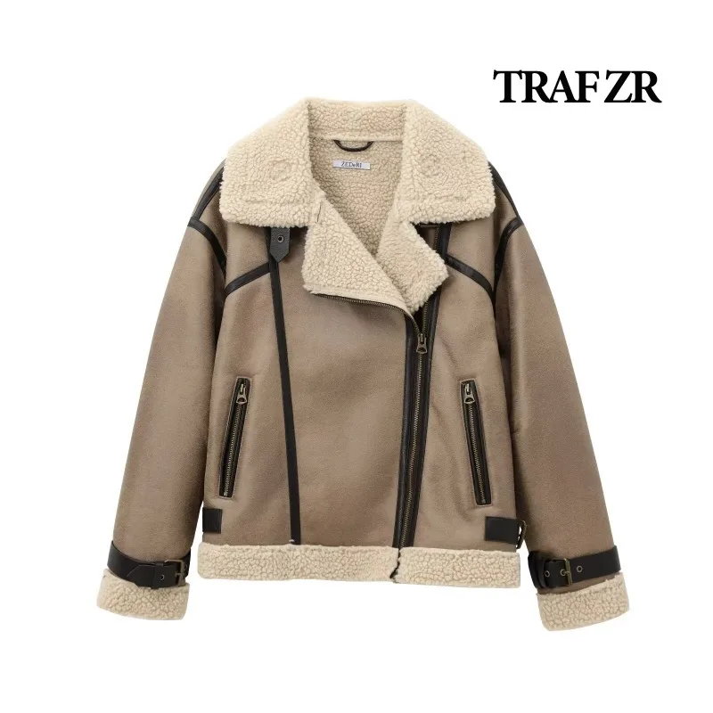 TRAF ZR Padded Coat New in Outerwears England Style Fur Snow Parka Warm Woman Winter Coats Elegant Luxury Women's Coats