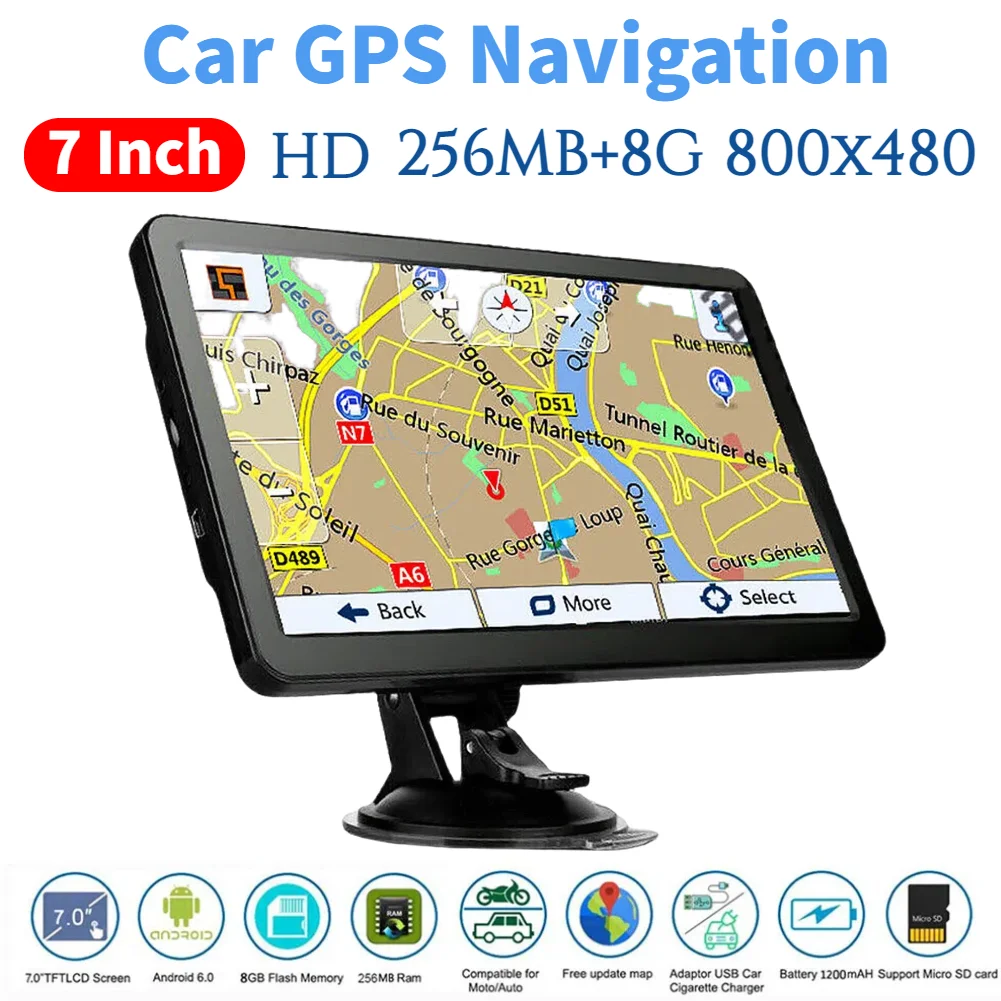 

7-дюймовый портативный GPS-навигатор с HD-экраном, FM-трансмиттером и картами Австралии, Северной Америки и Европы