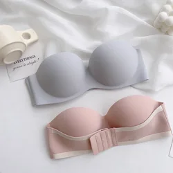 Summer Anti Slip Strapless Invisible Sexy Bra Women's Wedding Dress Beautiful Back Gathering Bra Seamless Comfort Bras Lingerie