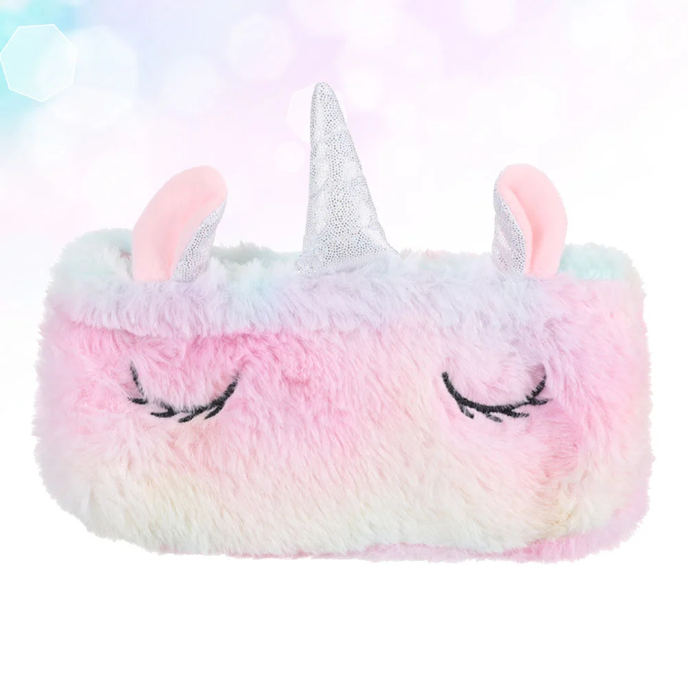 Colorful Plush Pencil Bag Girl Stationery Storage Bag Coin Purse Travel Fluffy Pouch Pencil Case