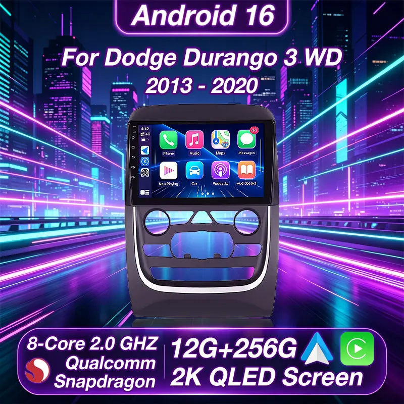 Radio para Auto Android 16 para Dodge Durango 3 WD 2013-2020, Reproductor Multimedia Estéreo, Navegador GPS, Unidad Principal con DSP, Carplay Inalámbrico, Bluetooth