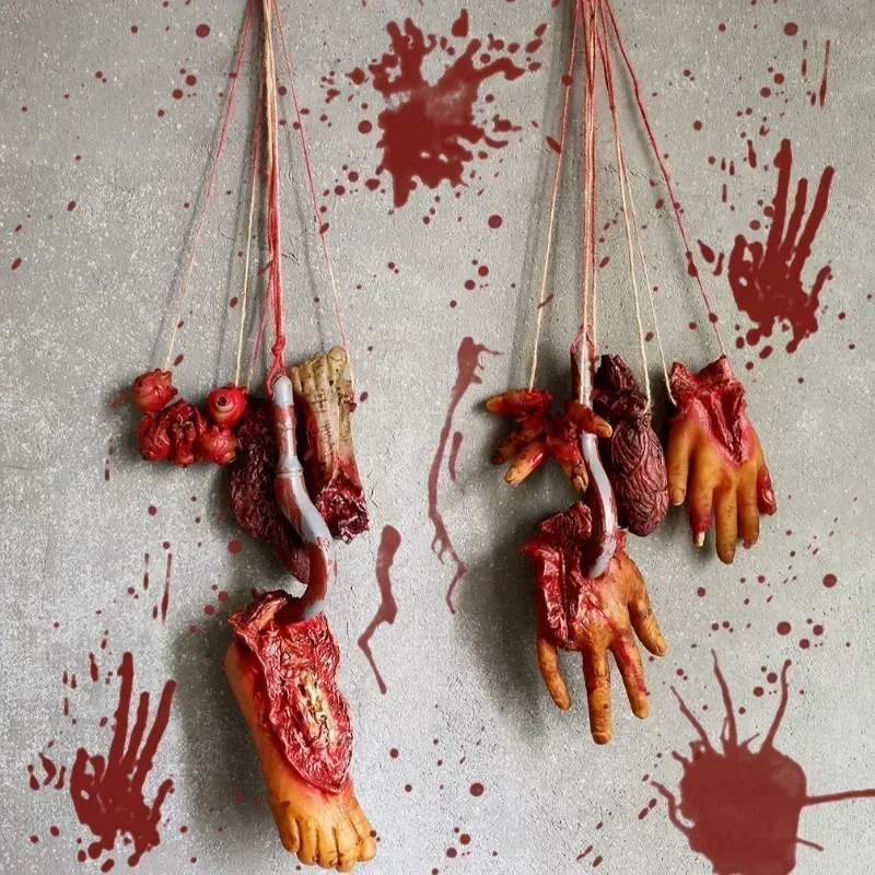 Bloody Broken Hand Severed Foot Props Halloween Scary Fake Penis Brain Ornamentation Haunted House Creepy Party Body Organ Decor