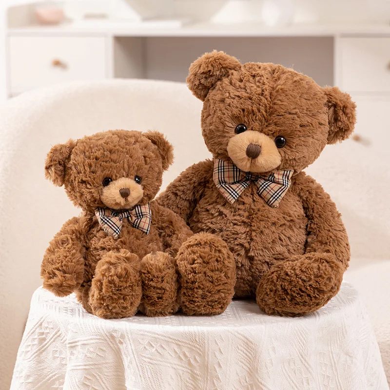 Kawaii Fliege Bär Puppe Plüschtier Braunes Umarmungskissen für Zuhause Wohnzimmer Schlafzimmer Geburtstagsgeschenk Weicher Stoffbär