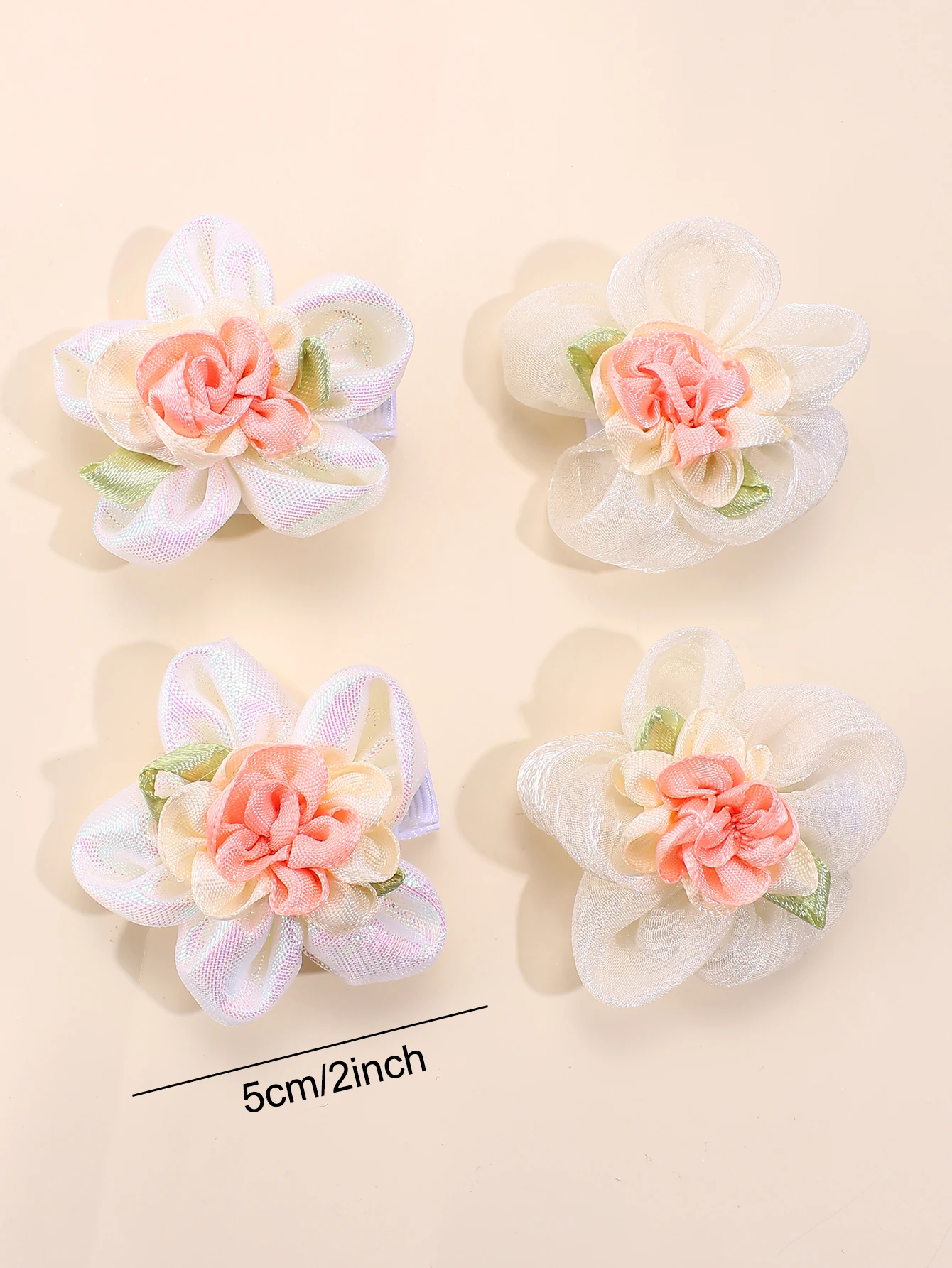 4pc/set Flower Hair Clips for Girls Peony Flower All-inclusive Hairpin Spring and Summer Hair Accessories Kids Headwear