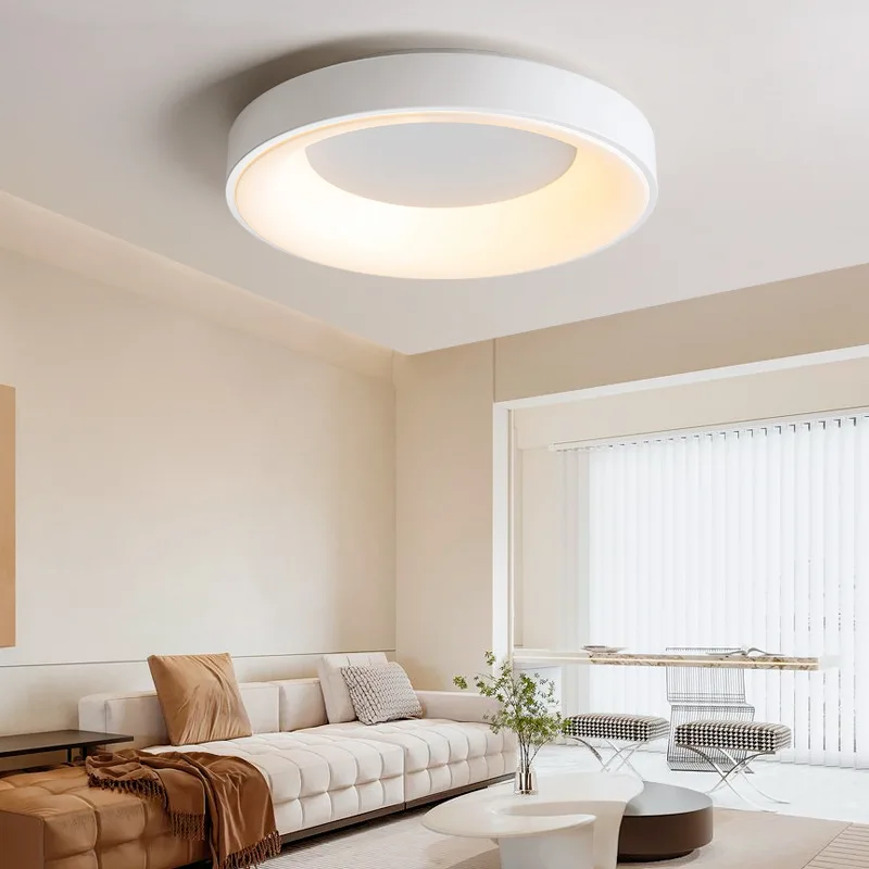 Runde Deckenleuchte, LED, Holz, Aluminium, Holzfarbe, Grau, Weiß, 30/40/50/60 cm, Schlafzimmer,