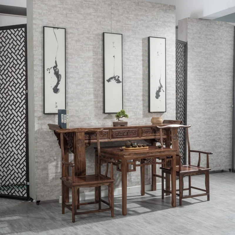 

Антикварный сельский средний зал из массива дерева, набор из четырех или шести предметов, китайский стол для зала, восемь бессмертных столов, вяз, полоса, чехол Taishi