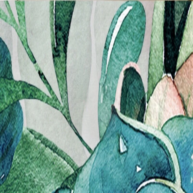 جدارية جديدة حديثة وبسيطة مرسومة يدويًا على شكل زهرة ونباتات خضراء لتزيين المنزل وخلفية جدارية مخصصة #4