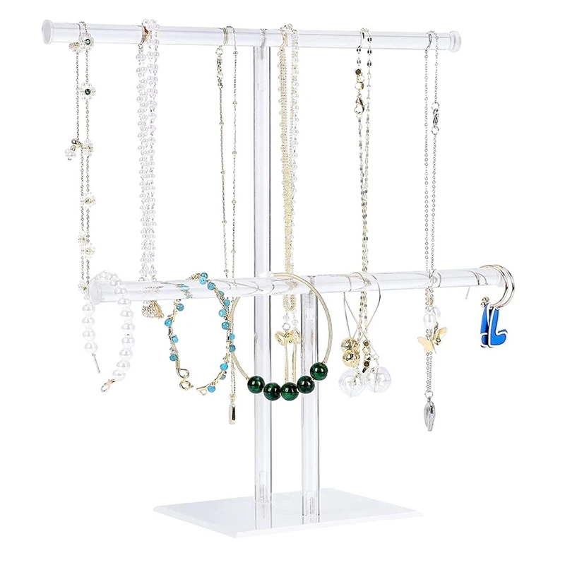 

Jewelry Stand Necklace Holder, Jewelry Display Holder, Necklace And Bracelet Hanging Organizer, Clear Tower Stand