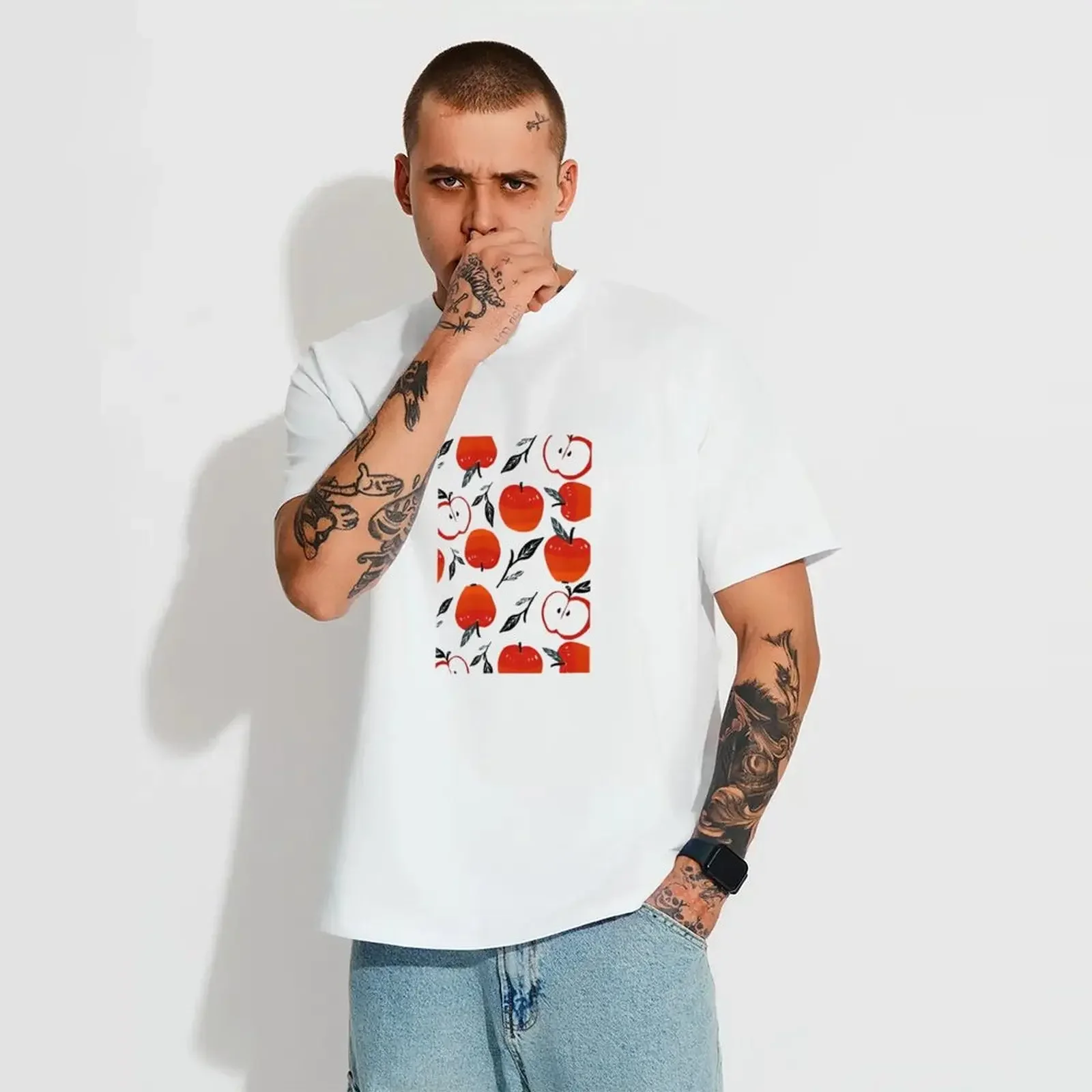 

Women's Casual Short Sleeve T-Shirt Print Stretch Round Neck Top Summer Y2k Cotton Tee T Shirt Women Clothing Couple Clothes