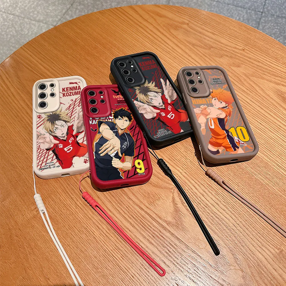 Anime Shoyo Hinata Haikyuu Phone Case For Samsung A03 A04 A12 A20S A21S A13 A14 A54 A34 A53 A33 A35 A55 Cover With Hand Strap