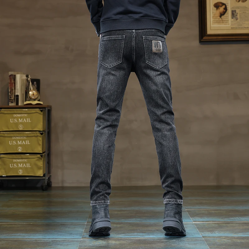 High quality spring and autumn slimming jeans men's slim fit elastic leggings versatile men's long pants skinny jeans men