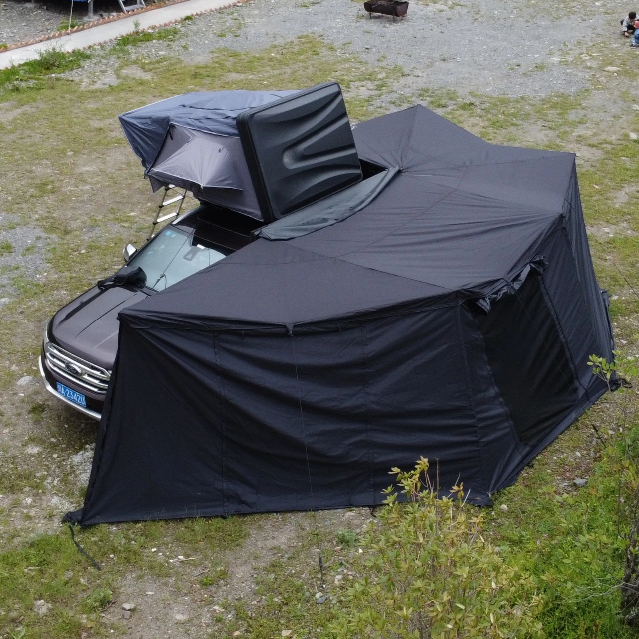 Wholesale Customizable 360° Car Canopy Shelter 2M/2.5M Side Walls Free Standing Vehicle 270 Degree XL Awning Tent With LED Strip