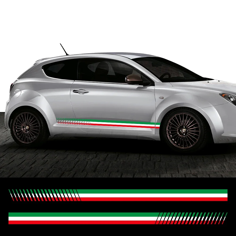 2PCS Auto Porta Laterale Skrit Styling Adesivi Auto-adesivi Lunga Striscia Pellicola Del Vinile Decalcomanie Auto Tuning Accessori Per Alfa Romeo Mito